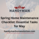 Spring Home Maintenance Checklist Essential Tasks for May